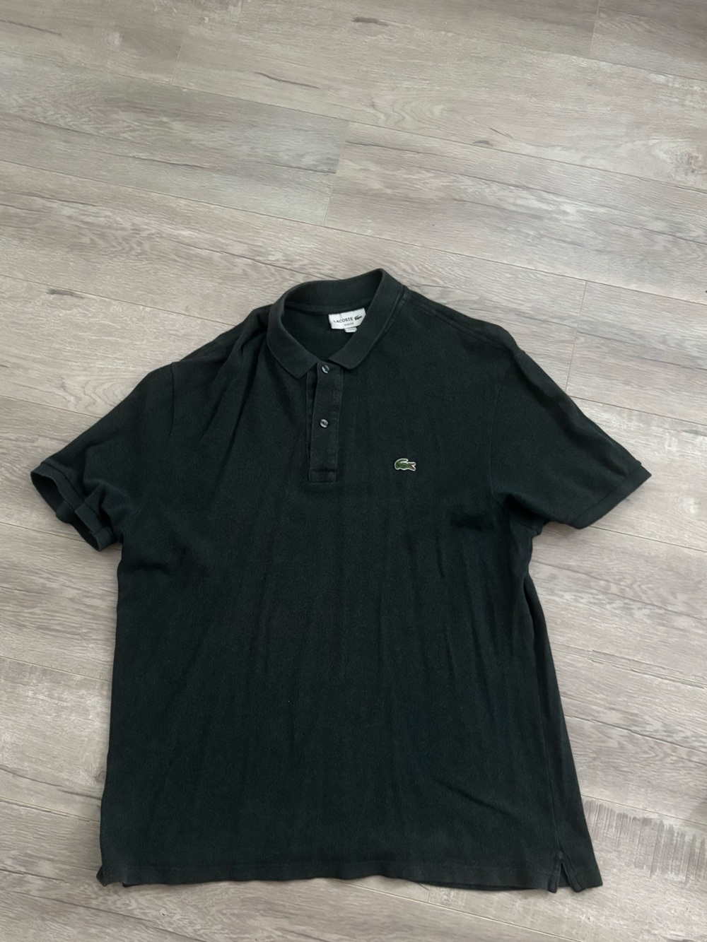 Lacoste Men's Black Piqué Polo with Green Crocodile Logo